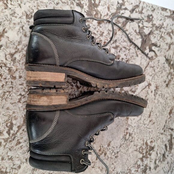 Taos lace up black leather‎ moto boots size 39 black - Picture 8 of 9